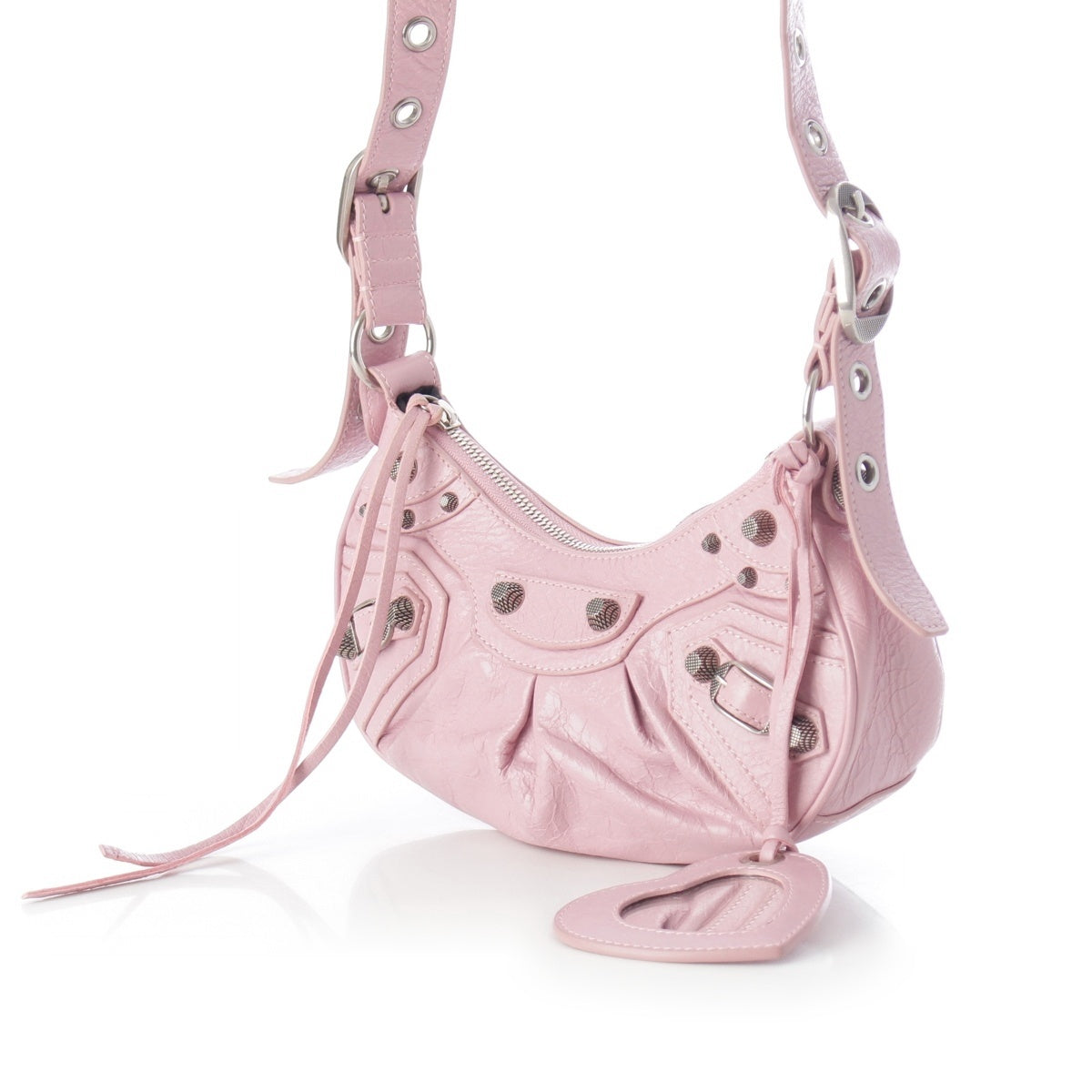 BALENCIAGA Le Cagole XS Arena lambskin Shoulder Bag With heart mirror 671309 pink