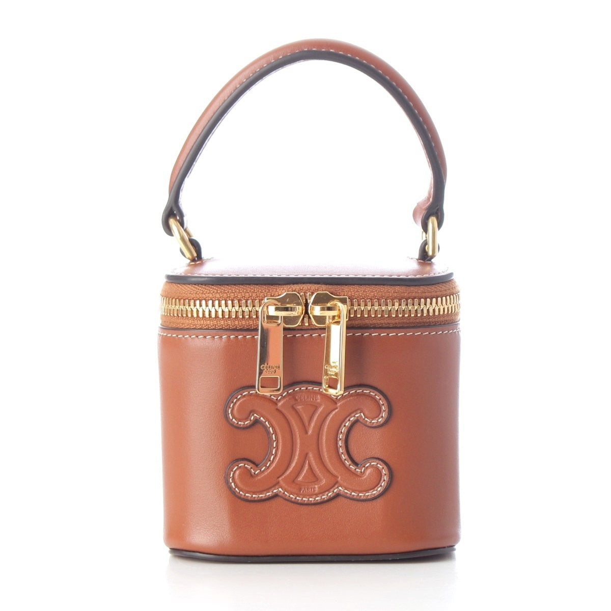 CELINE leather Triomphe Mini 2-Way Shoulder Bag Vanity bag Brown