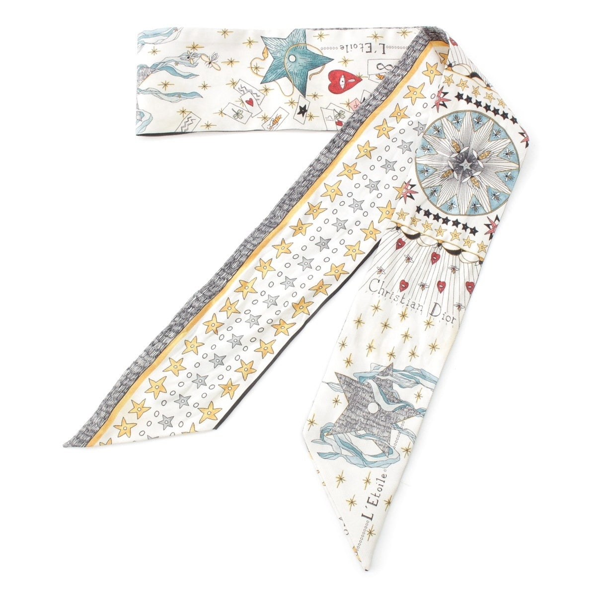 Christian Dior Mitzah L'Etoile Bee Star silk scarf White multicolor