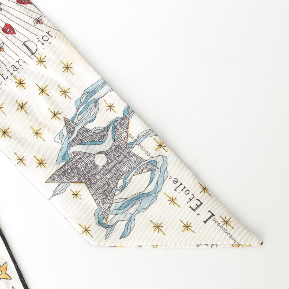 Christian Dior Mitzah L'Etoile Bee Star silk scarf White multicolor