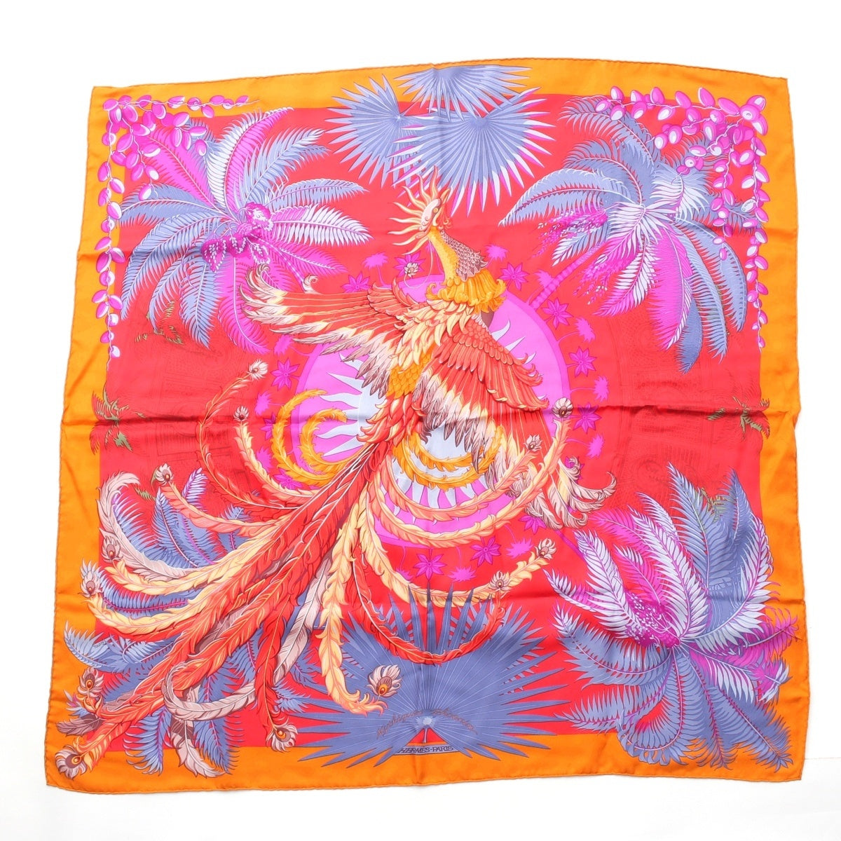 HERMES silk Carre 90: The Myth of the Phoenix scarf Red series