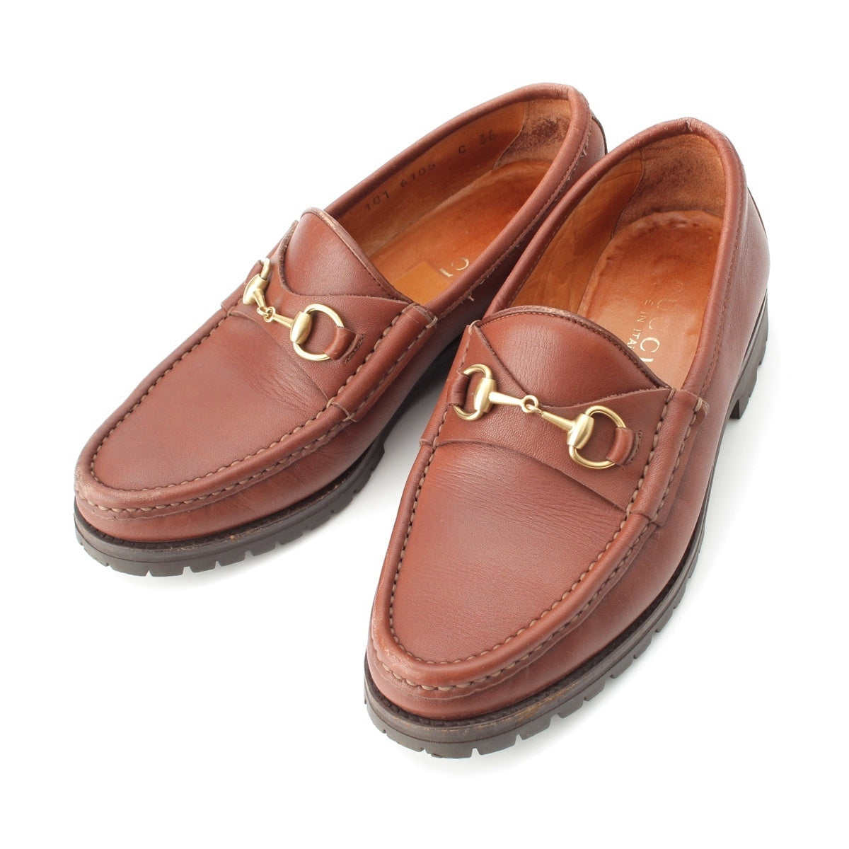 GUCCI leather Horsebit loafers shoes Brown 36