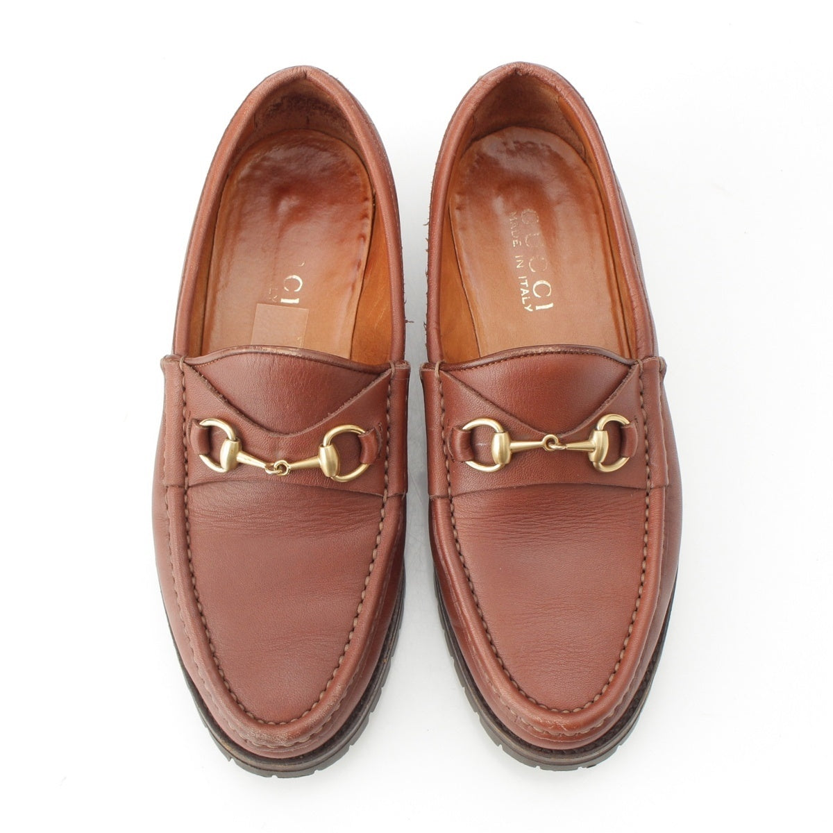 GUCCI leather Horsebit loafers shoes Brown 36