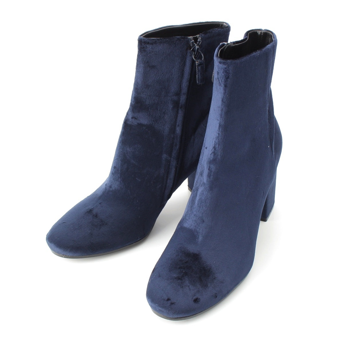 BALENCIAGA velvet Short Boots Bill Booties shoes 477243 Navy 39