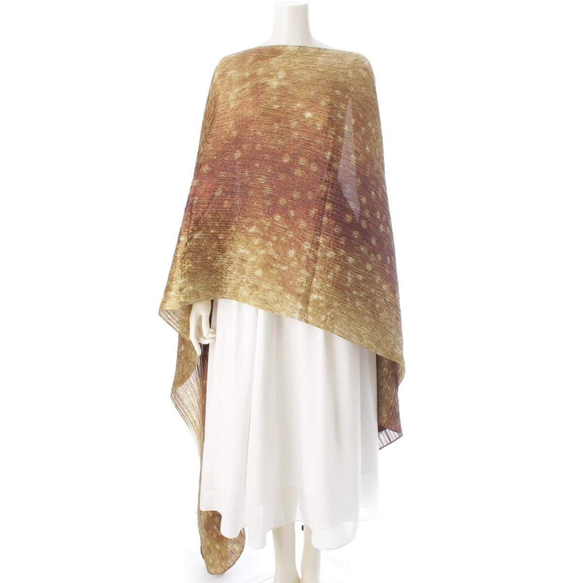 PLEATS PLEASE ISSEY Deer Skin Design Deer Pattern Irregular Shape poncho Jacket PP34-AD301 Brown F
