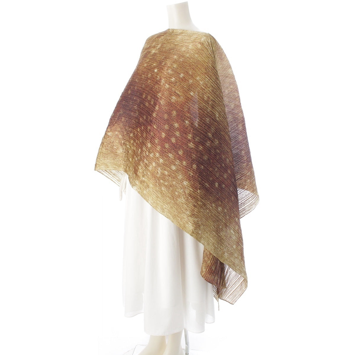 PLEATS PLEASE ISSEY Deer Skin Design Deer Pattern Irregular Shape poncho Jacket PP34-AD301 Brown F