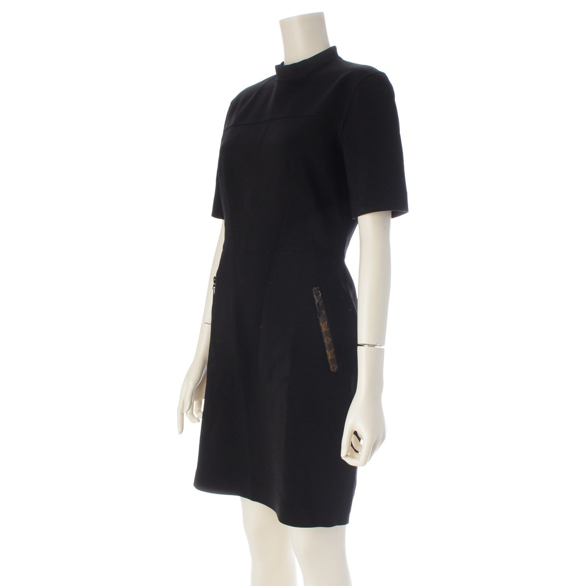 LOUIS VUITTON Monogram Short Sleeve Stretch one piece RW202W black 38