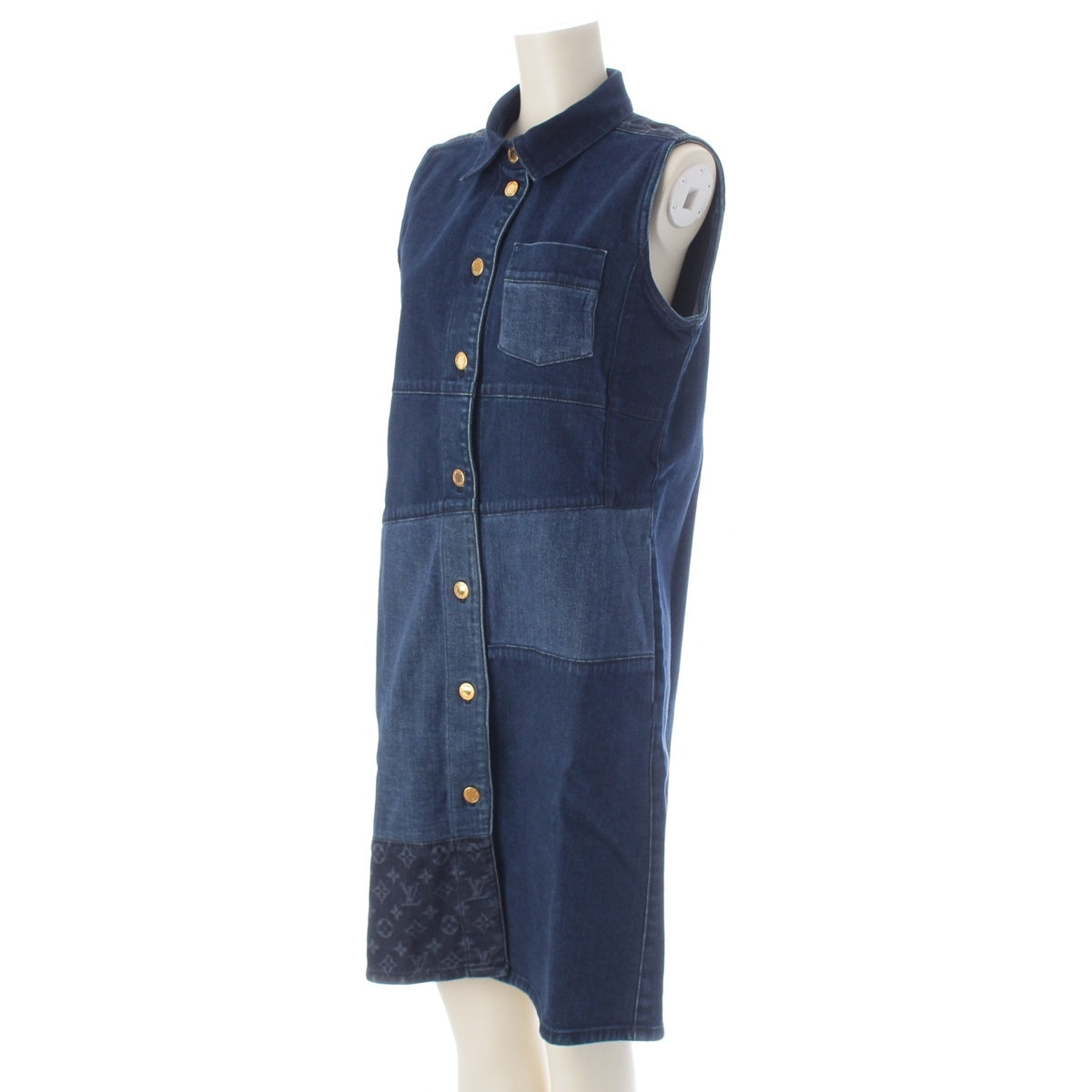 LOUIS VUITTON cotton Denim Monogram Sleeveless Top one piece RW141W blue 40