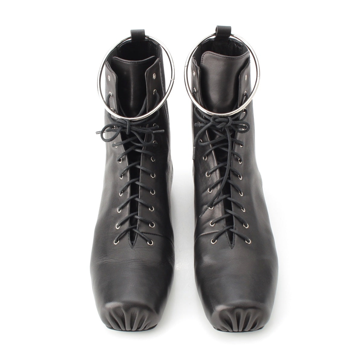 JIL SANDER leather Side gore square toe anklet lace-up boots shoes JS32205A black 39