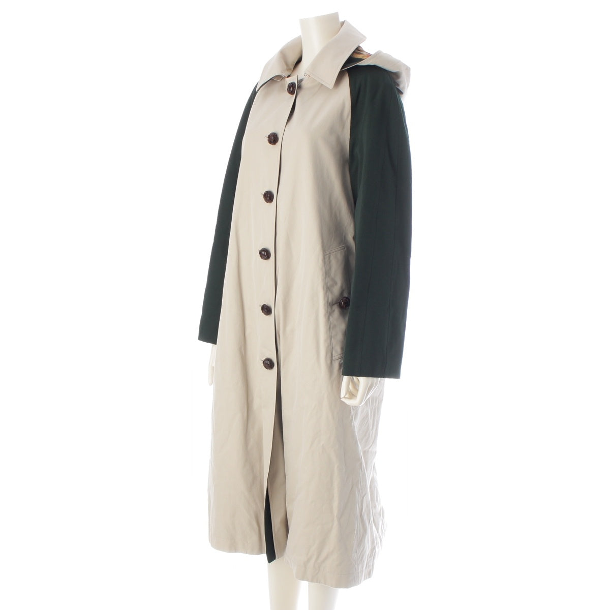 BURBERRY Hooded Sleeves Stainless collar coat outer 8003621 Beige green UK6