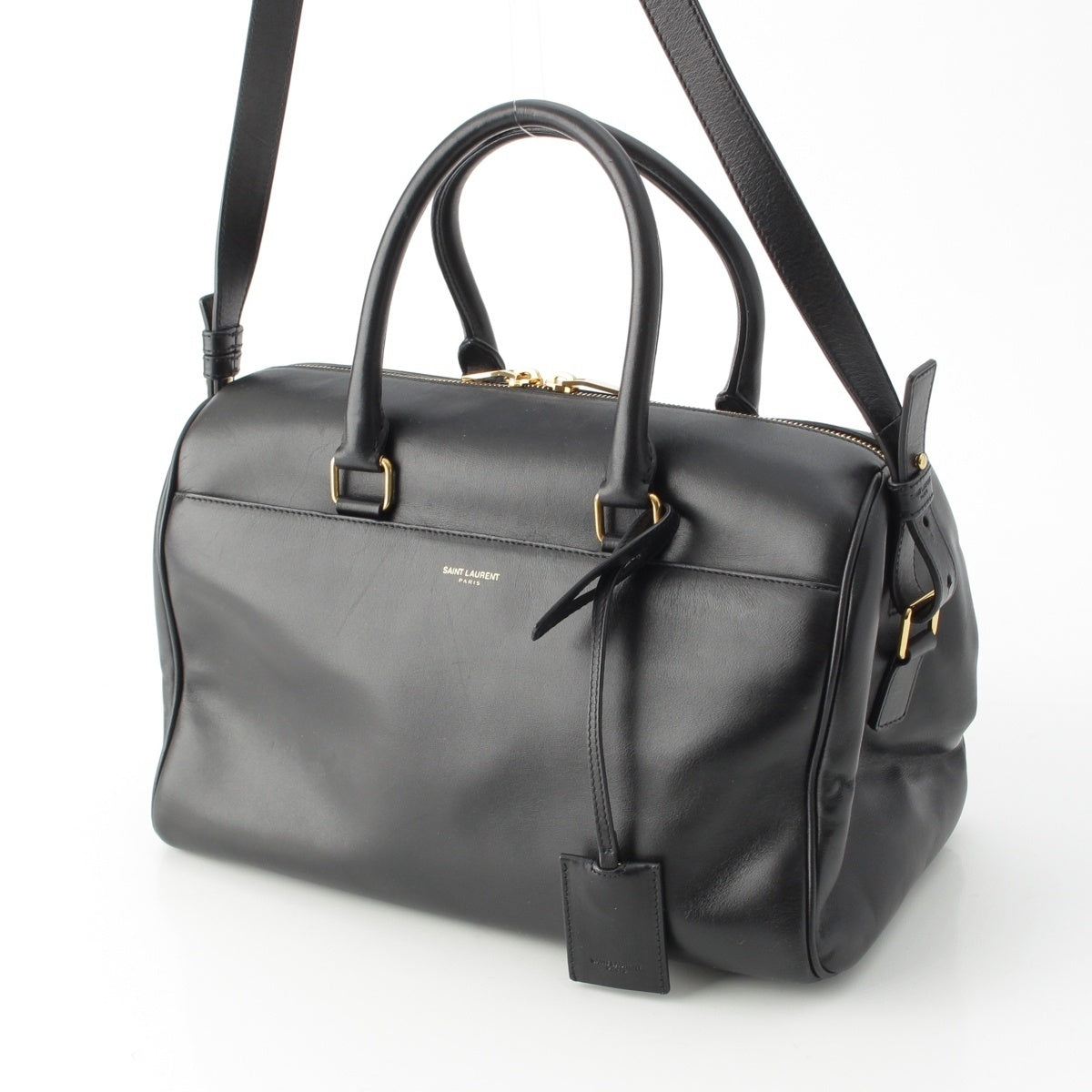 SAINT LAURENT Classic duffle leather 2way Shoulder Handbag black