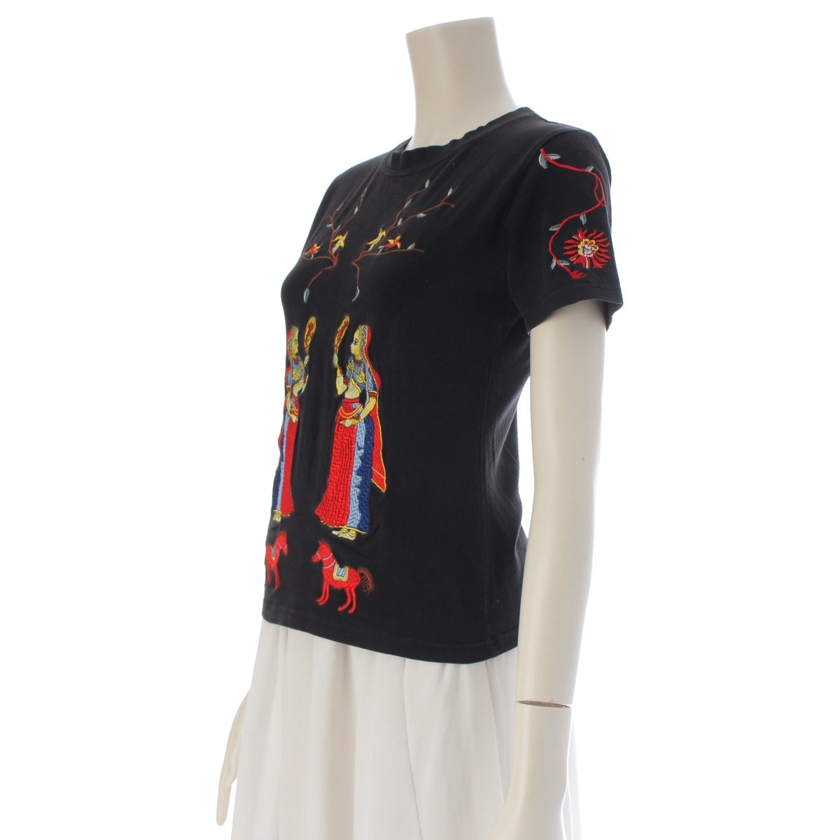 Christian Dior cotton Oriental embroidered logo Short sleeve T-shirt tops 2P12033139 black 38