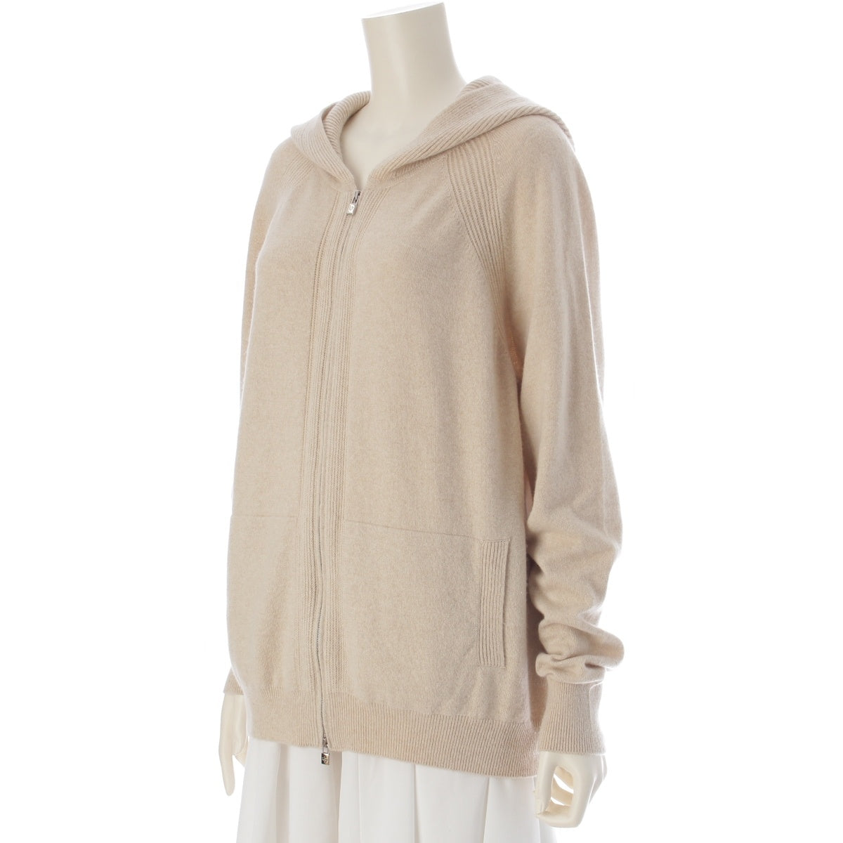Loro Piana Baby Cashmere Merano Bomber Hoodie Blouson Natural Melange 50