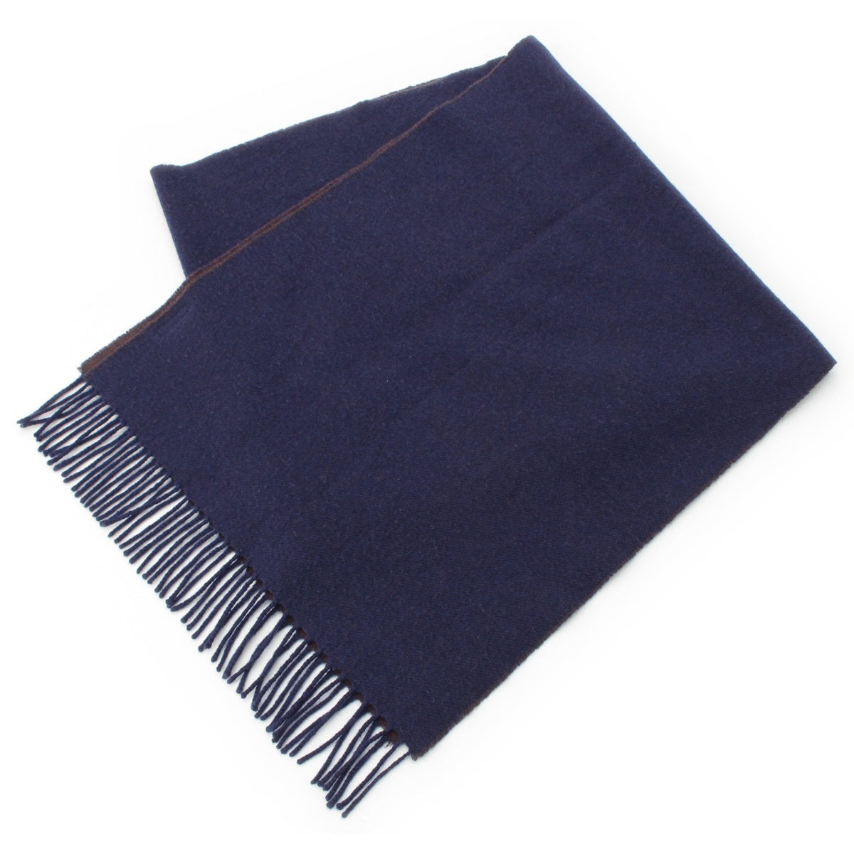 Brunello Cucinelli cashmere reversible Scarf Navy x brown