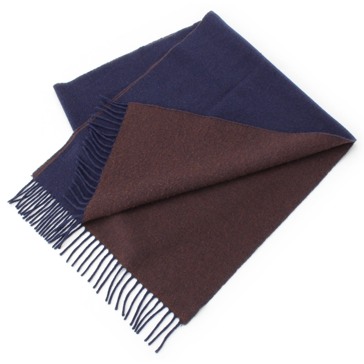 Brunello Cucinelli cashmere reversible Scarf Navy x brown