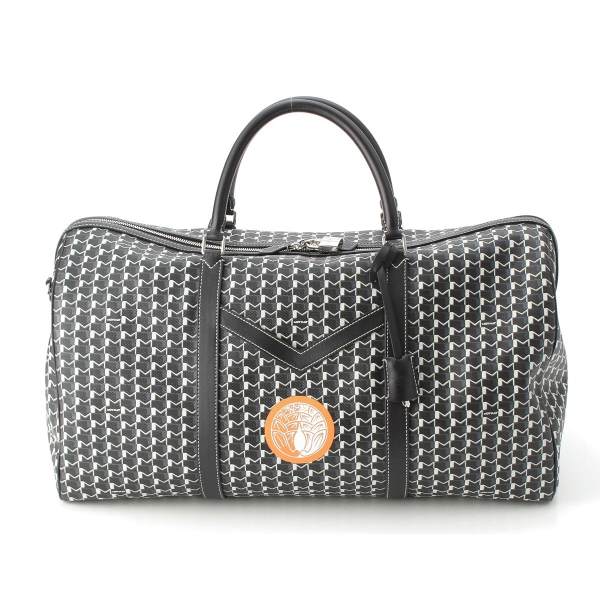 MOYNAT Monogram leather Custom Paint Boston bag Monochrome Black White Orange