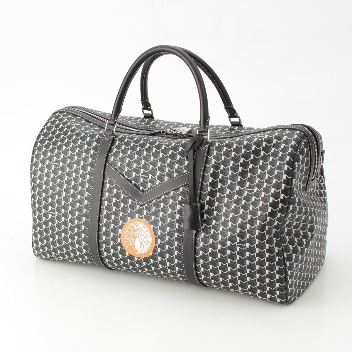 MOYNAT Monogram leather Custom Paint Boston bag Monochrome Black White Orange