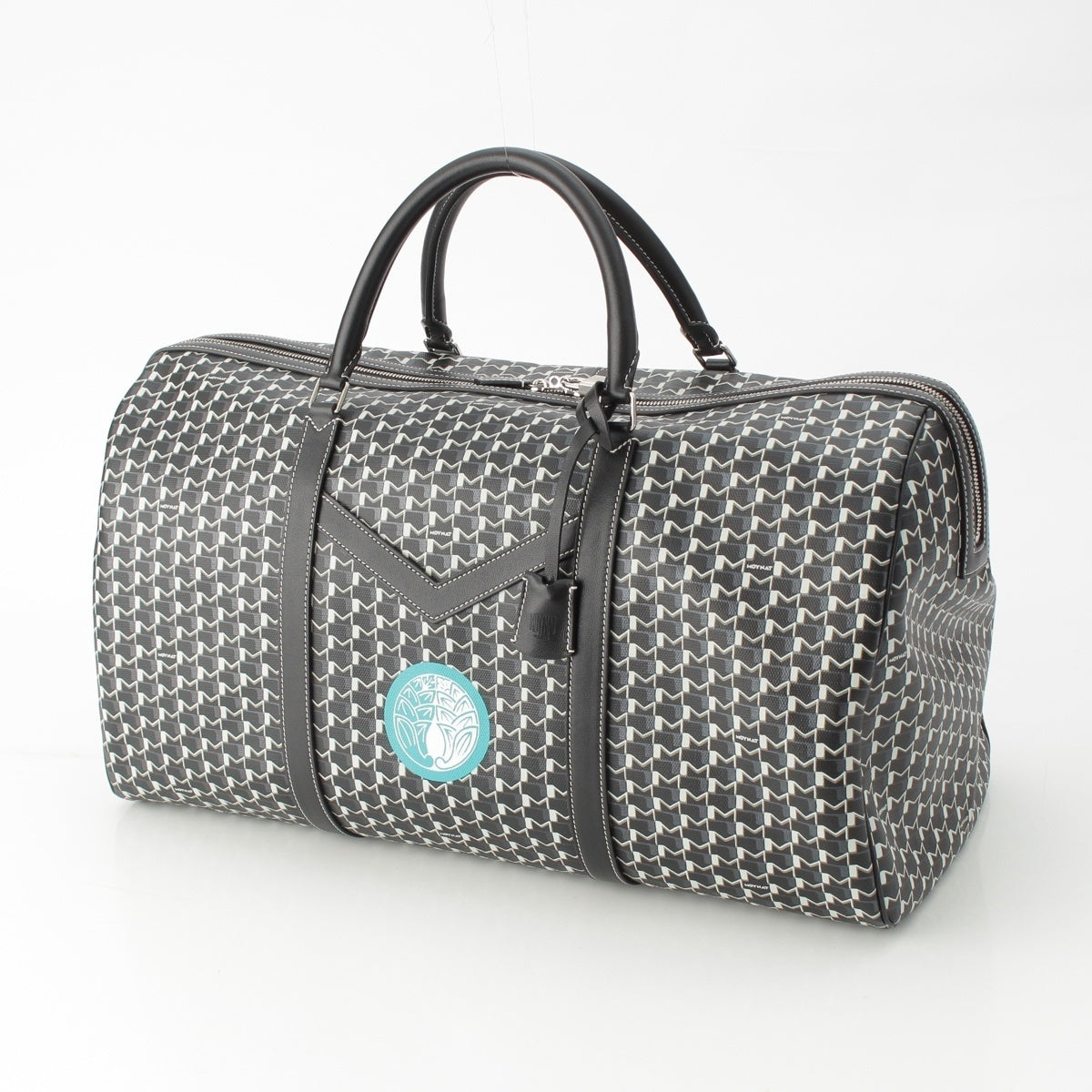 MOYNAT Monogram leather Custom Paint Boston bag Monochrome Black White Green