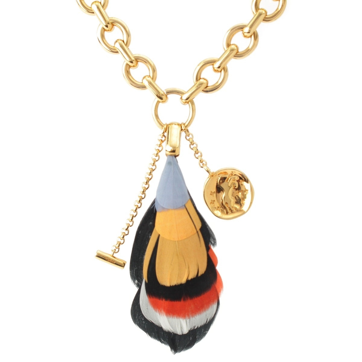 Chloe Gold Plated Metal Chain Feather Necklace Accessories gold