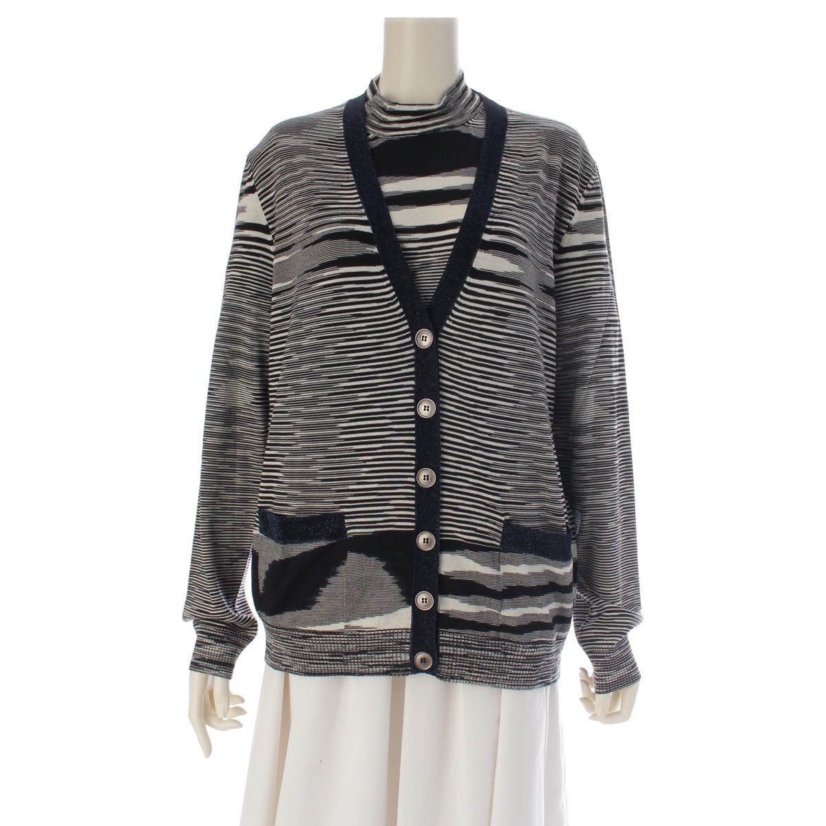Missoni All-over print long-sleeved top cardigan ensemble Black White 46