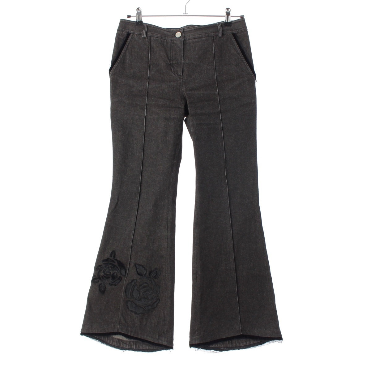 Christian Dior cotton Lace Flower Flare Denim Pants Bottoms 5H12044801 black 38