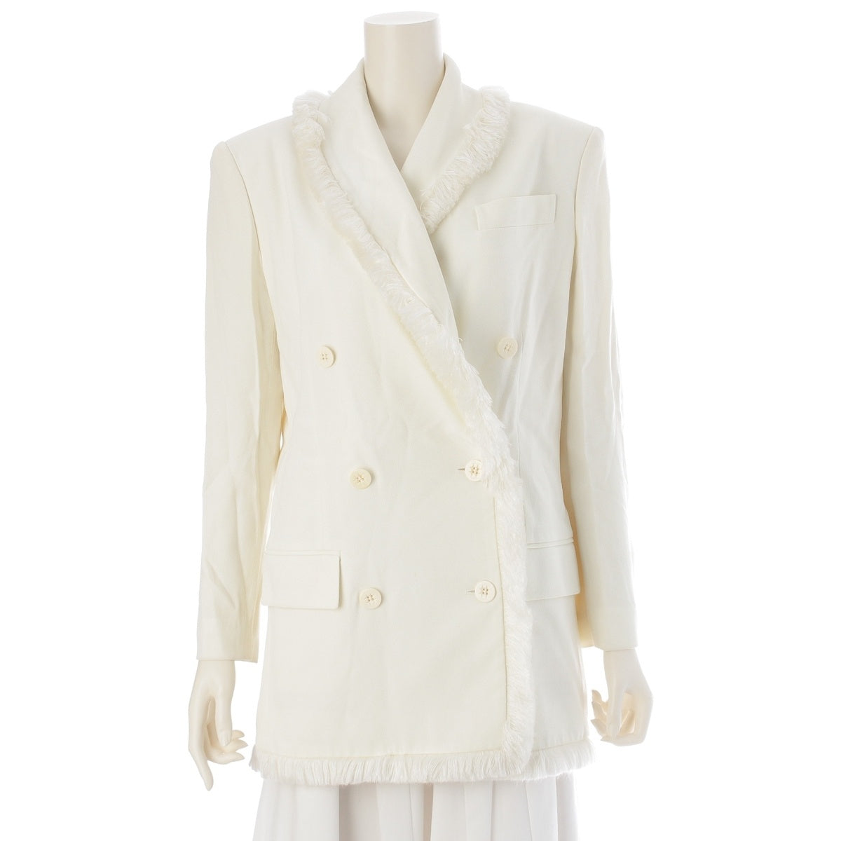 Christian Dior silk Vintage Fringe Double Breasted tailored jacket 8E12021430 white 38