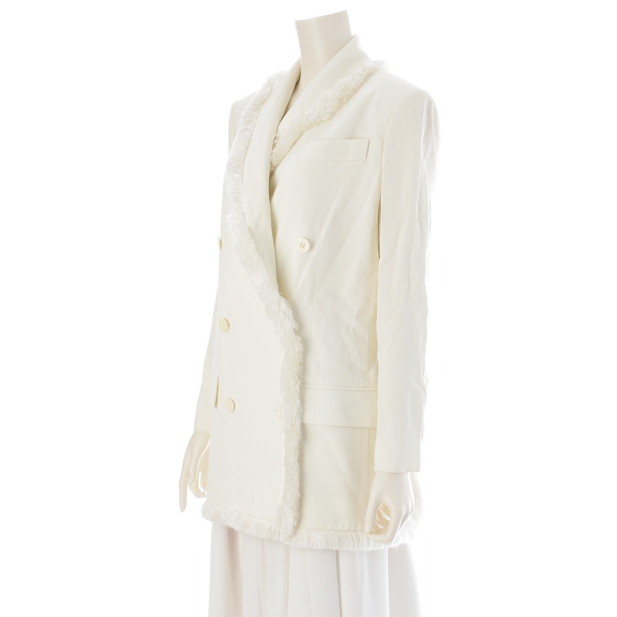 Christian Dior silk Vintage Fringe Double Breasted tailored jacket 8E12021430 white 38