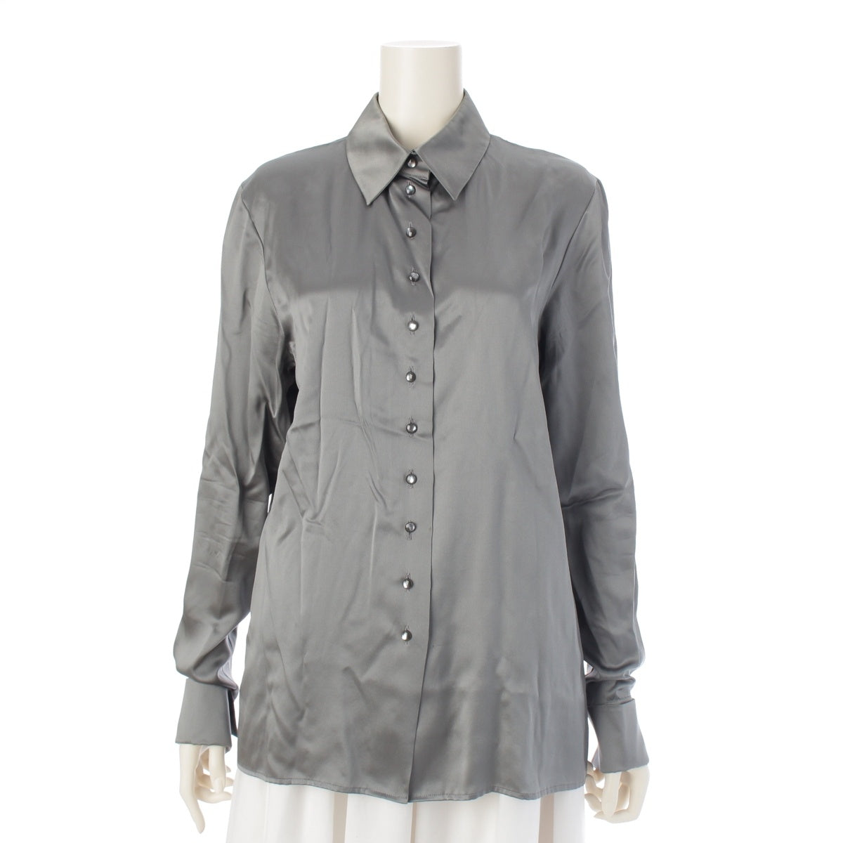 Christian Dior silk shirt blouse tops 7A12050072 Silver gray 40