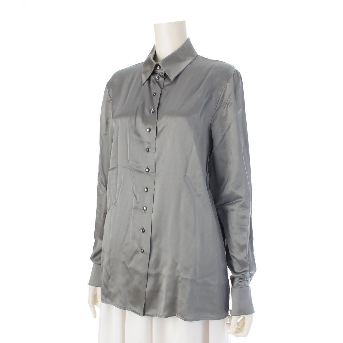 Christian Dior silk shirt blouse tops 7A12050072 Silver gray 40