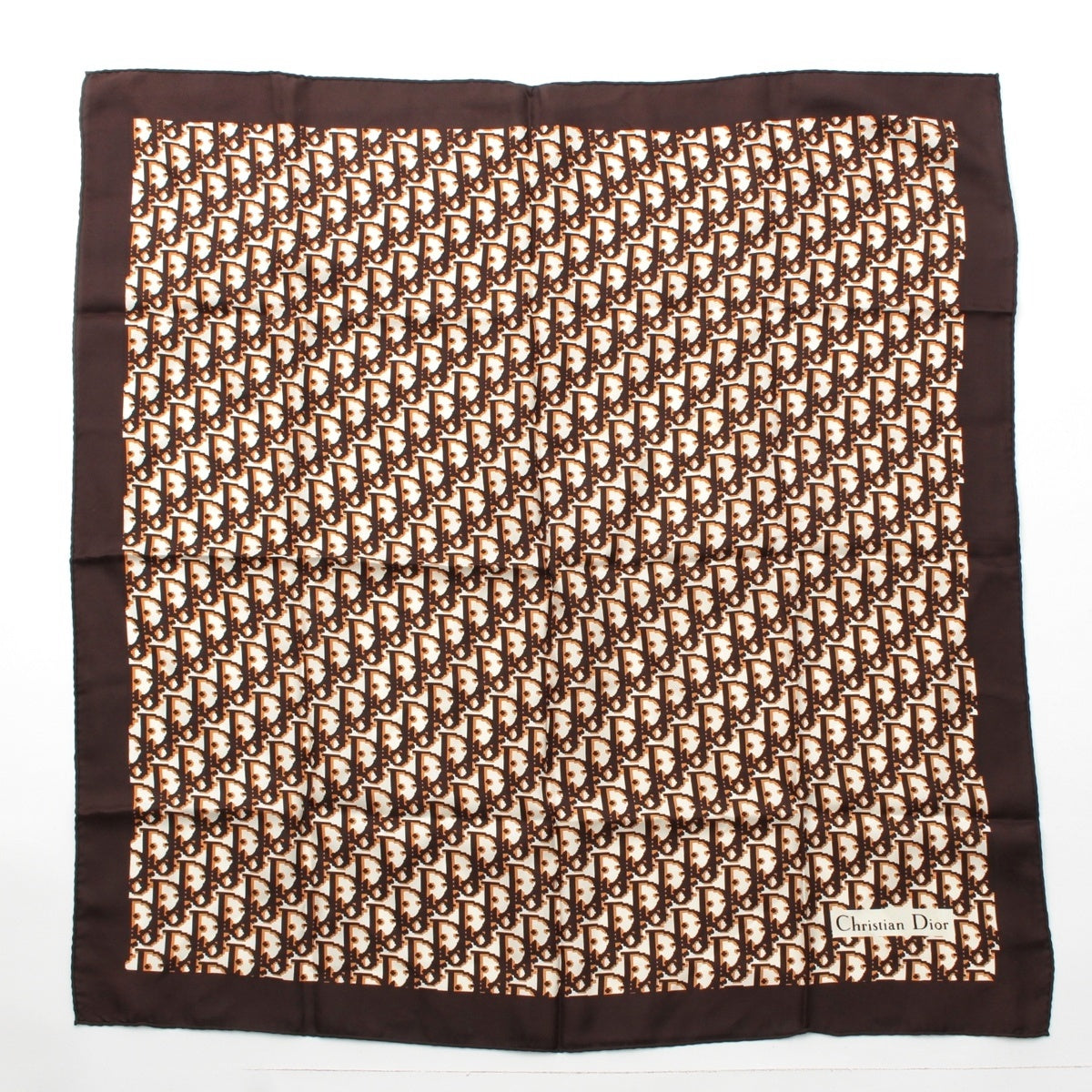 Christian Dior Trotter logo print scarf Brown