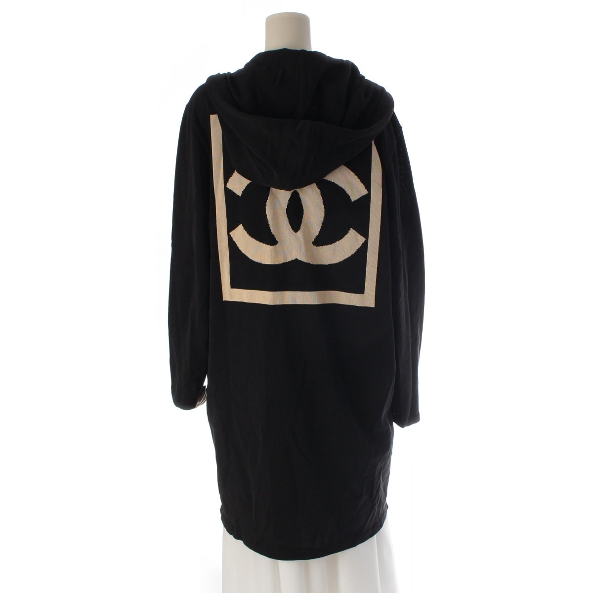 CHANEL Sports line Hood COCO Mark back logo coat P21626 black M