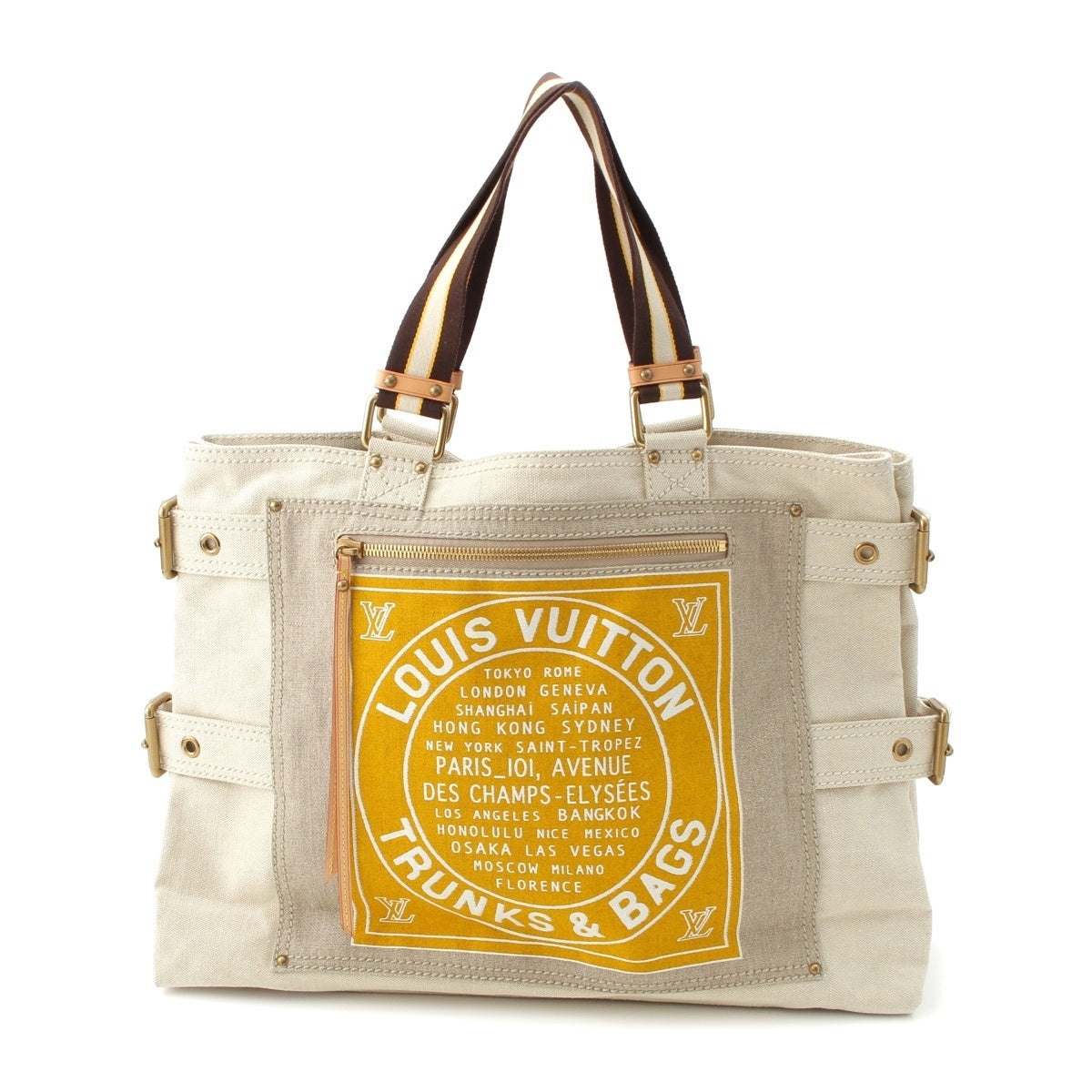 LOUIS VUITTON Cruise Line Globe Shopper GM canvas Tote Bag M95110 SP1005 Beige yellow