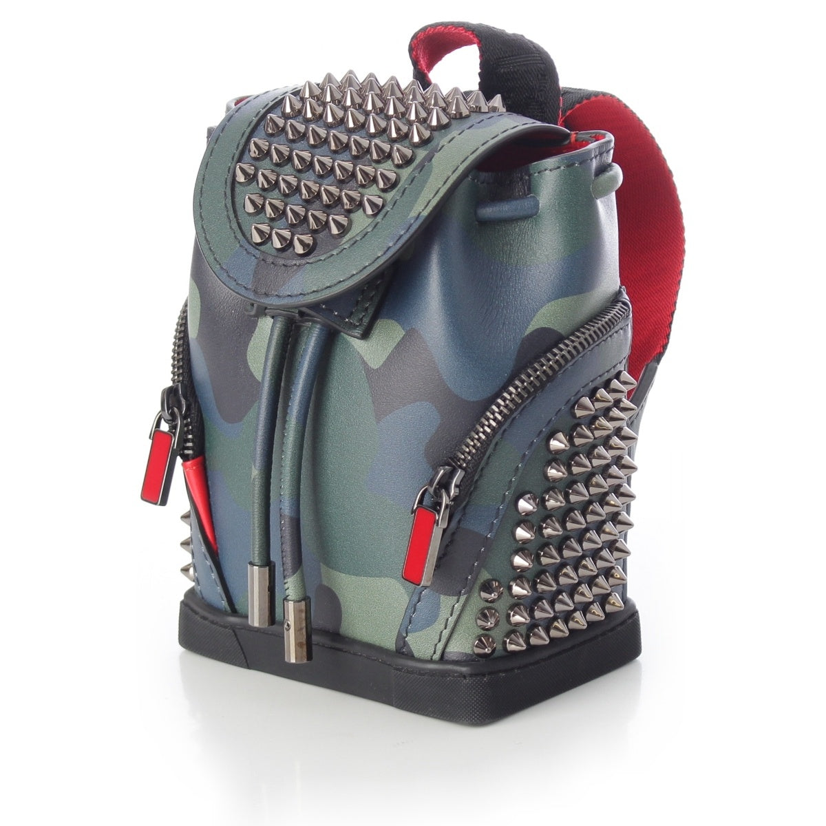 Christian Louboutin explorer funk leather Spike studs camouflage Shoulder Bag green