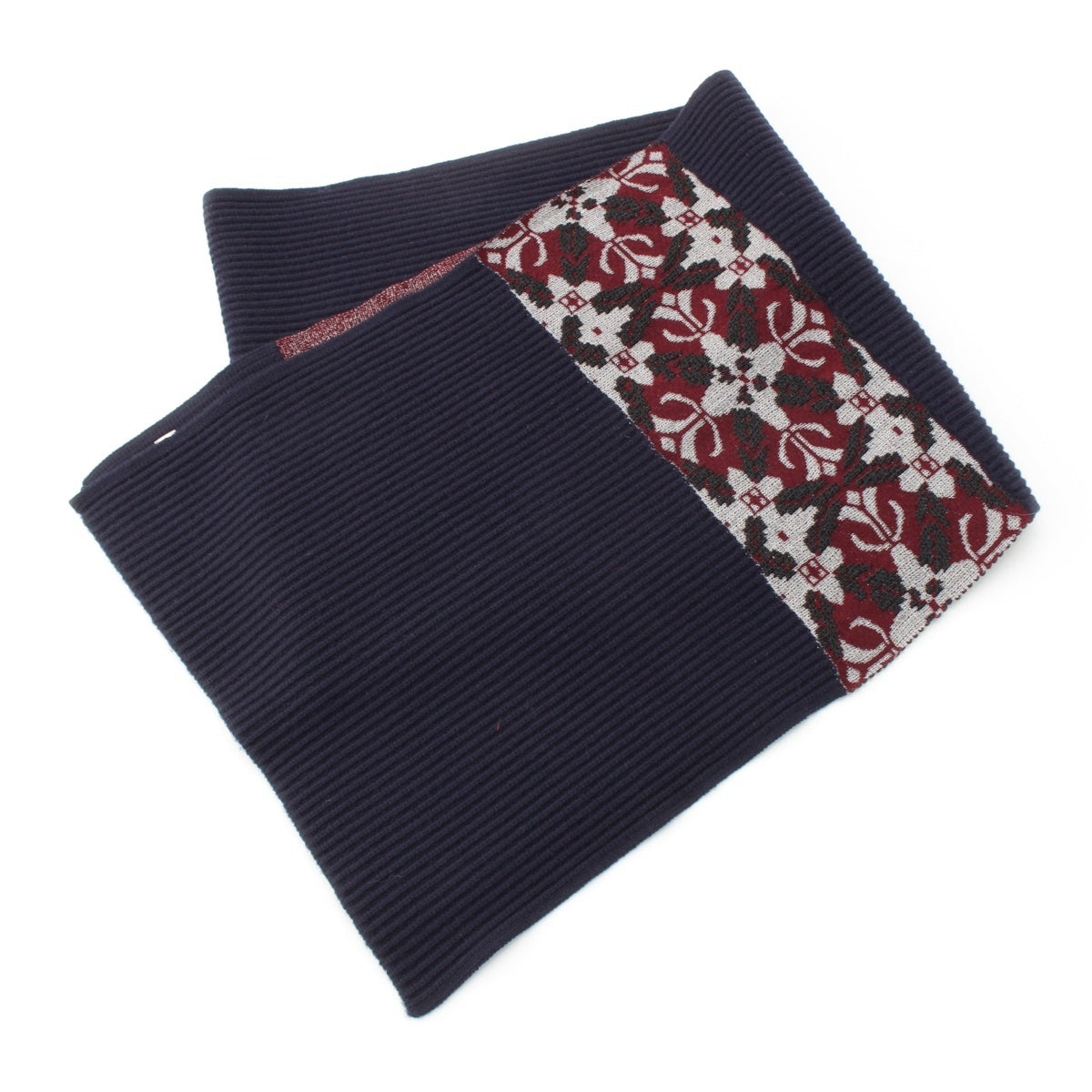 DRIES VAN NOTEN Setto Yuitto wool Scarf Navy Burgundy