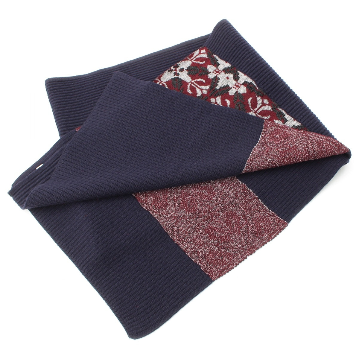 DRIES VAN NOTEN Setto Yuitto wool Scarf Navy Burgundy