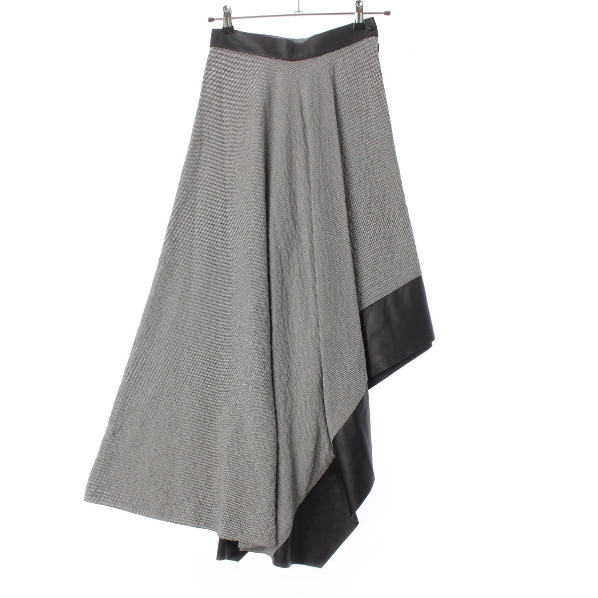 LOEWE polyester Logo Leather Houndstooth skirt gray 36