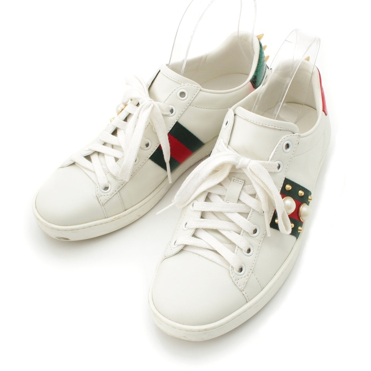 GUCCI Ace Sherry Line Pearl Studs sneakers 431887 white 37 2/1