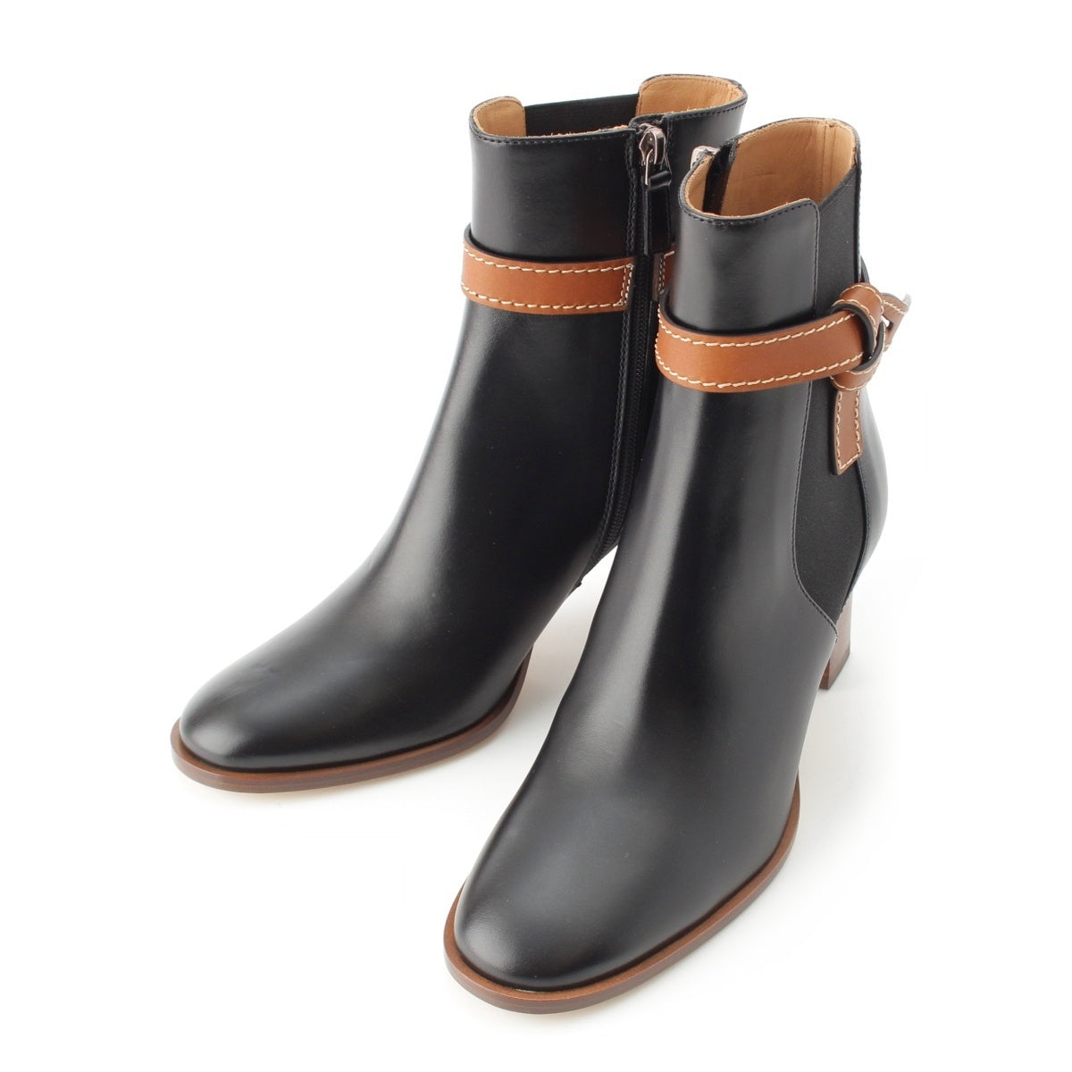 LOEWE Gate leather Side Gore Short boots shoes black 39