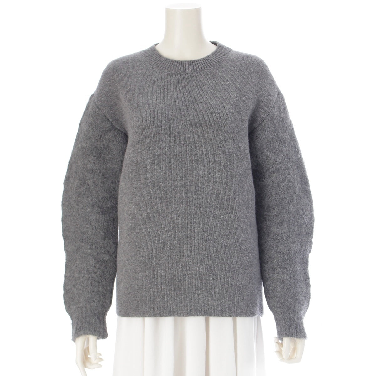 JIL SANDER wool cashmere Relaxed Fit Crew Neck Drop Shoulder Knit sweater J03GP0009 gray 34