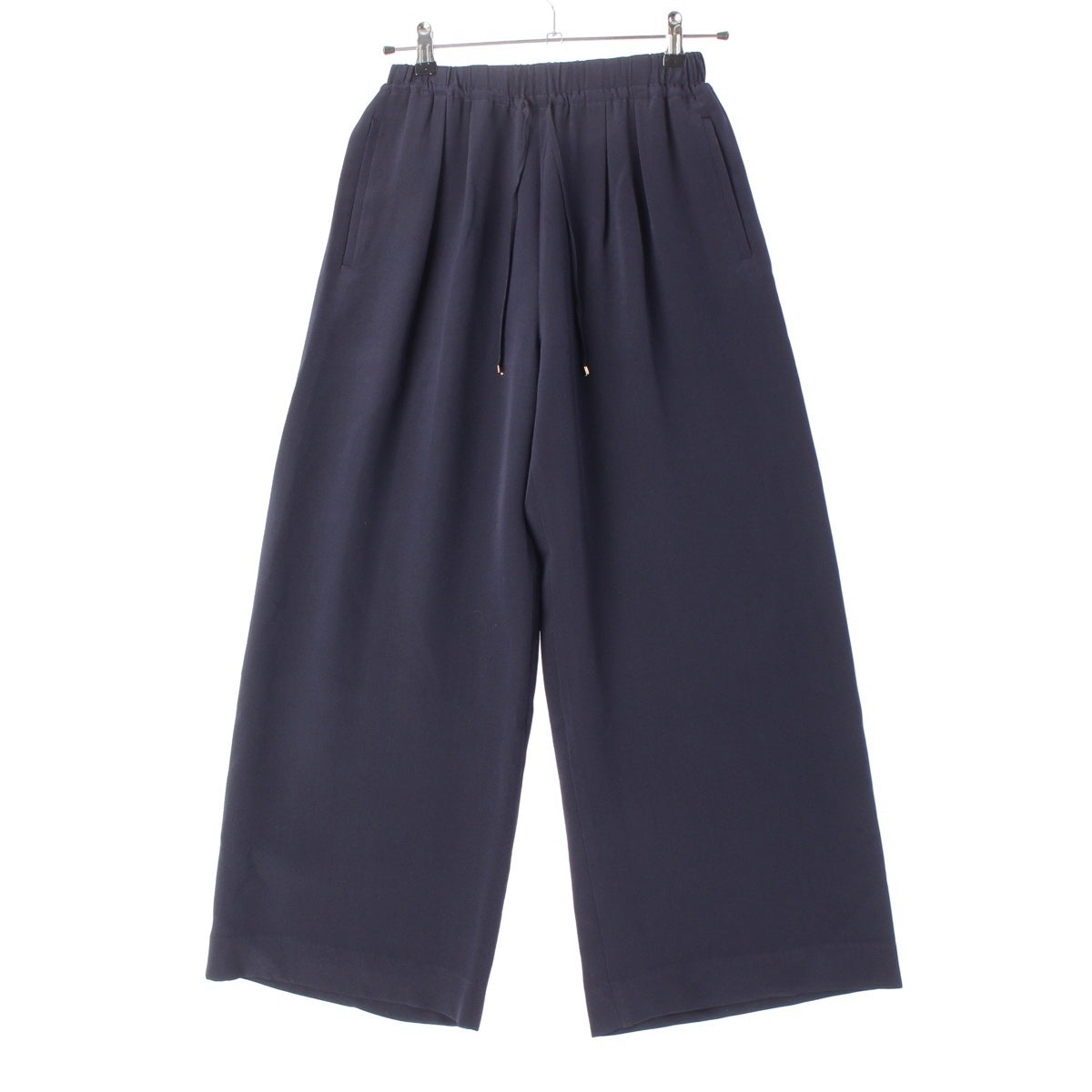 Drawer Silk Georgette cropped slacks Pants 6514-299-1484 Navy 34