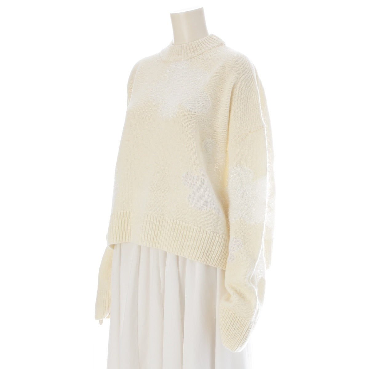 Cecilie Bahnsen UBERTA PULLOVER Lambswool Mohair Floral knit long sleeve top sweater 2.23KNI51010 White off-white