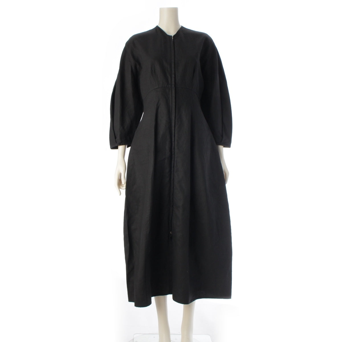 JIL SANDER linen Zip-up Long Sleeve No Collar one piece JSPS502206WS32070011 black 32