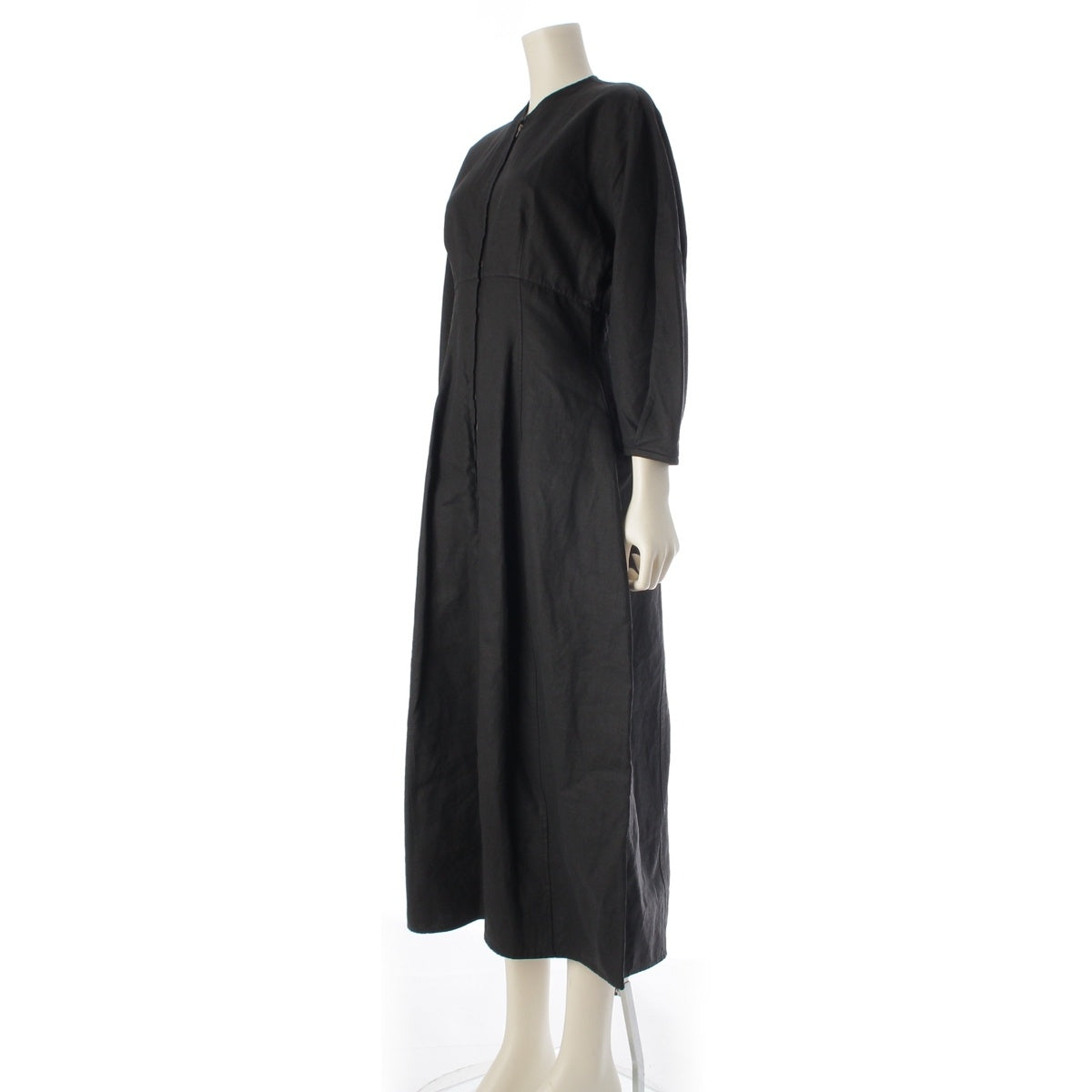 JIL SANDER linen Zip-up Long Sleeve No Collar one piece JSPS502206WS32070011 black 32