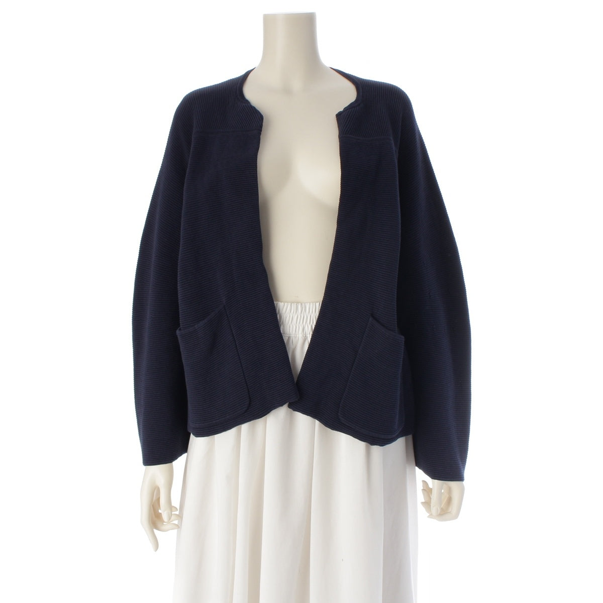 Drawer Cotton silk Crew neck knit cardigan No color jacket 6522-299-0619 Navy 1