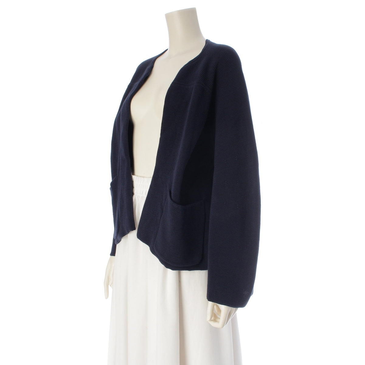 Drawer Cotton silk Crew neck knit cardigan No color jacket 6522-299-0619 Navy 1