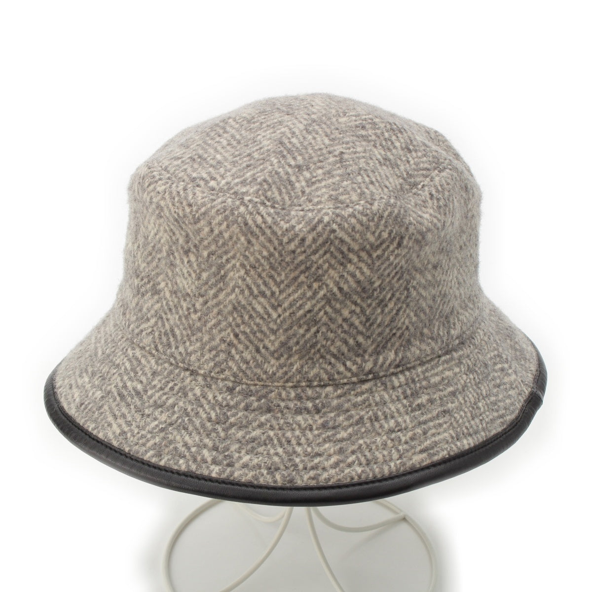 Mottsch for Hermes cashmere Leather trim hat hat Gray 58