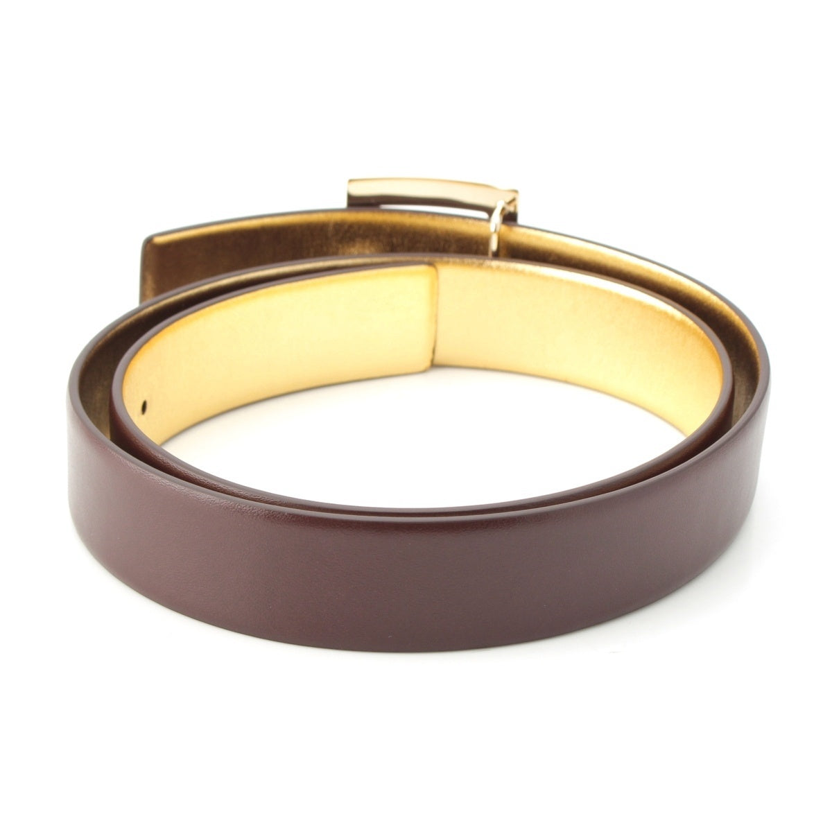 Roger Vivier Cowhide Square Buckle Gold belt Accessory Brown gold