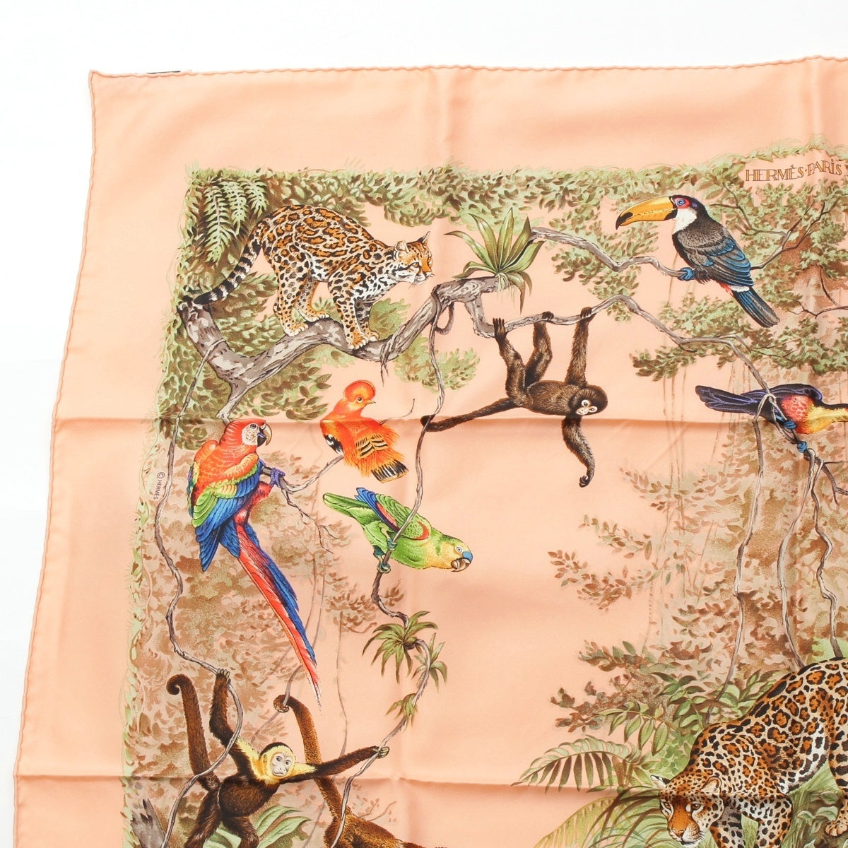 HERMES Calle 90 silk EQUATEUR just below the equator scarf pink