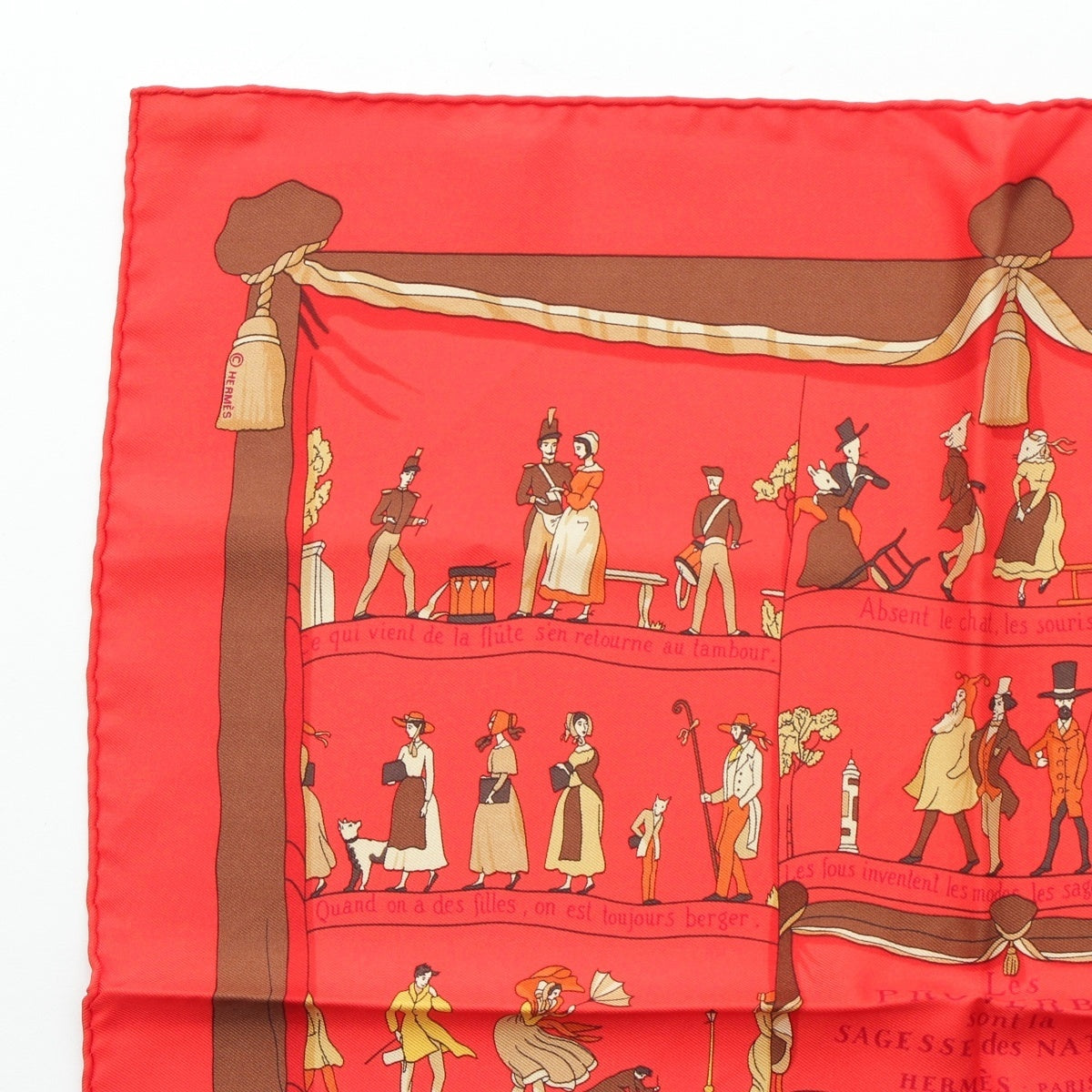 HERMES Kare 45: Wisdom of the People silk scarf Red