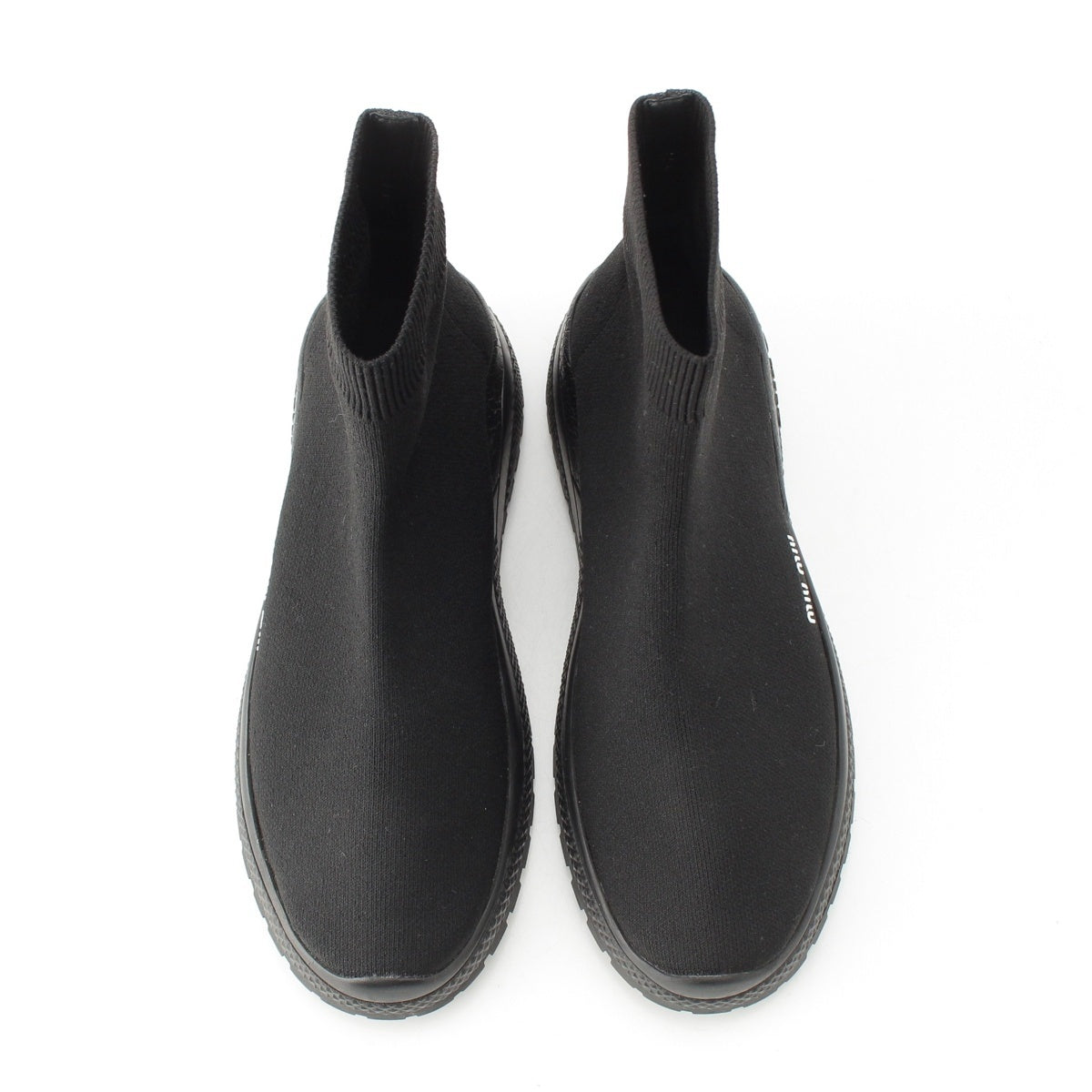 MIUMIU knit Logo high-top socks sneakers black 37